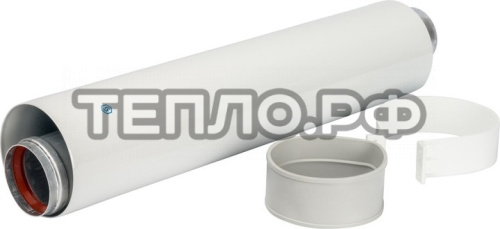 STOUT Элемент дымохода Ø60/100 труба коаксиальная 500 мм п/м, уплотнения и хомут в комплекте (лого)